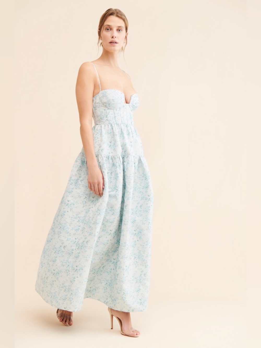 NWT Maison Amory Windsor Corset Bodice Delicate Floral Maxi Sundress